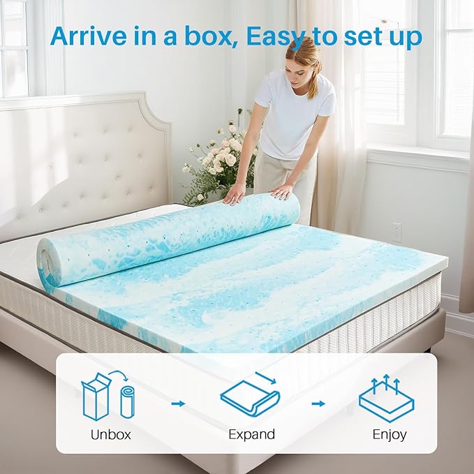 Mattress Topper, Full Size Cooling Memory Foam Bed Toppers, 3 Inch Soft Mattress Pads for Sleeper Sofa, RV, Camper, CertiPUR-US Certified