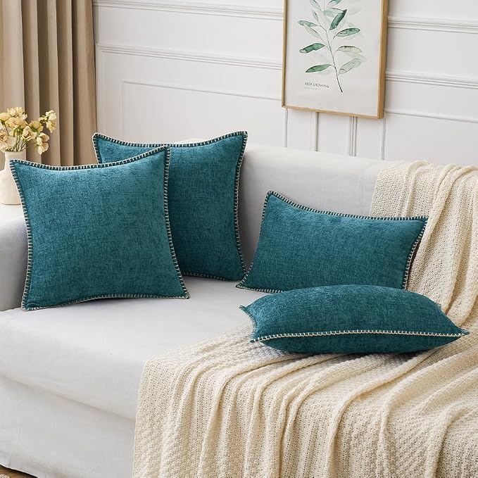 MIULEE Decorative Couch Throw Pillow Covers 18x18 Inch Dark Teal 2 Pack | - Image 5