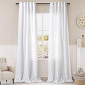 White Linen Curtains for Living Room 84 inches Long 2 Panels Set Pure White by Nanspring