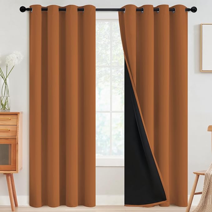 SimpleHome Orange 100% Blackout Curtains Room Darkening Living Room 90 Inch | by SimpleHome