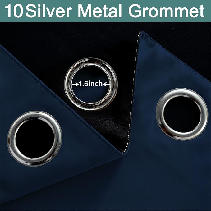 Yakamok Navy Blue 100% Blackout Curtains 84 Inches Long 70" Wide, 2 Panels | - Image 6
