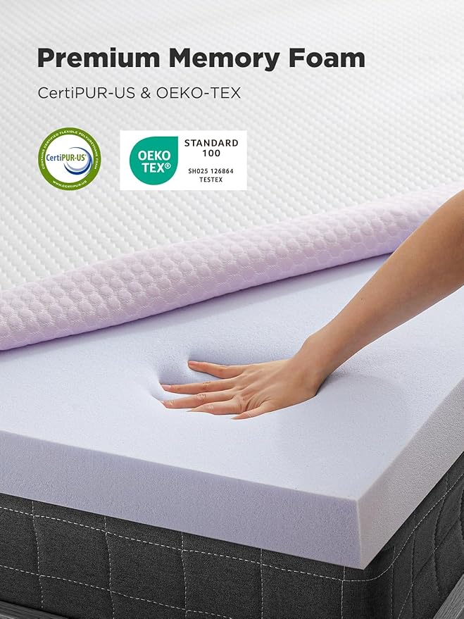 PERLECARE 2 Inch Gel Memory Foam Mattress Topper for Pressure Relief, Premium Soft Mattress Topper for Cooling Sleep, Non-Slip Design with Removable & Washable Cover, CertiPUR-US Certified - Twin