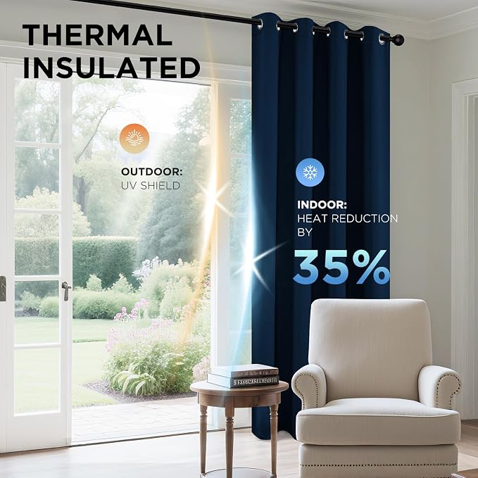 Joydeco Blackout Curtains 90 inch Long 2 Panels Set, Thermal Insulated Long - Image 5