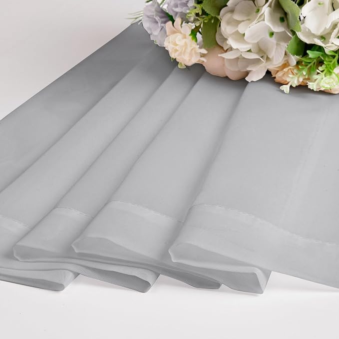 Chyhomenyc Light Grey Sheer Curtains 84 Inches Long, 2 Panels | Light Filtering - Image 6