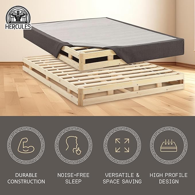 Hercules 8 Inch High Profile Foundation Mattress Box Spring Replacement, Twin