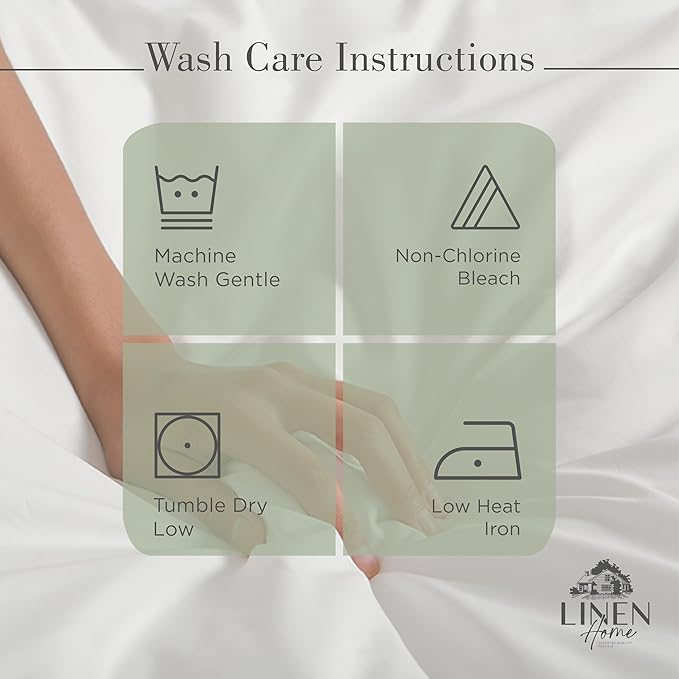 Linen Home 100% Cotton Percale Sheets Twin Size, Oil Green, Deep Pocket, 3 Pieces Set - 1 Flat, 1 Deep Pocket Fitted Sheet and 1 Pillowcase, Crisp Cool and Strong Bed Linen