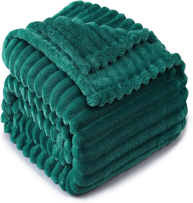 Teal Throw Blanket for Couch Sofa 50x60 inches Striped Design | Fleece Blankets - Image 6