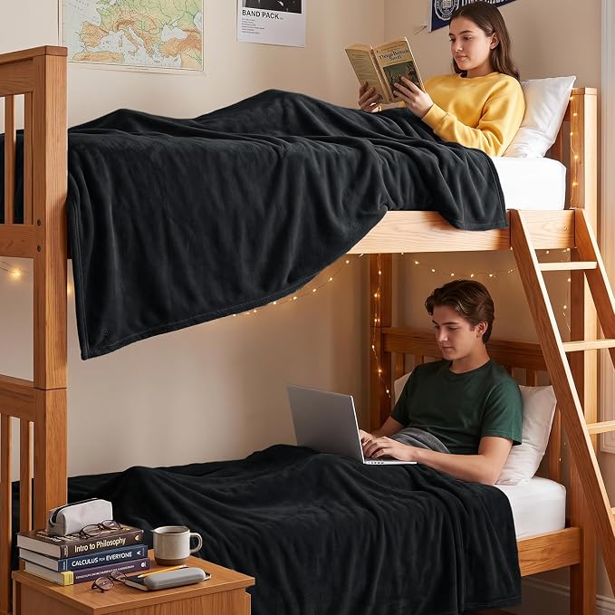 Utopia Bedding Soft Fleece Bed Blanket Twin XL Size Black | College Dorm Room - Image 3