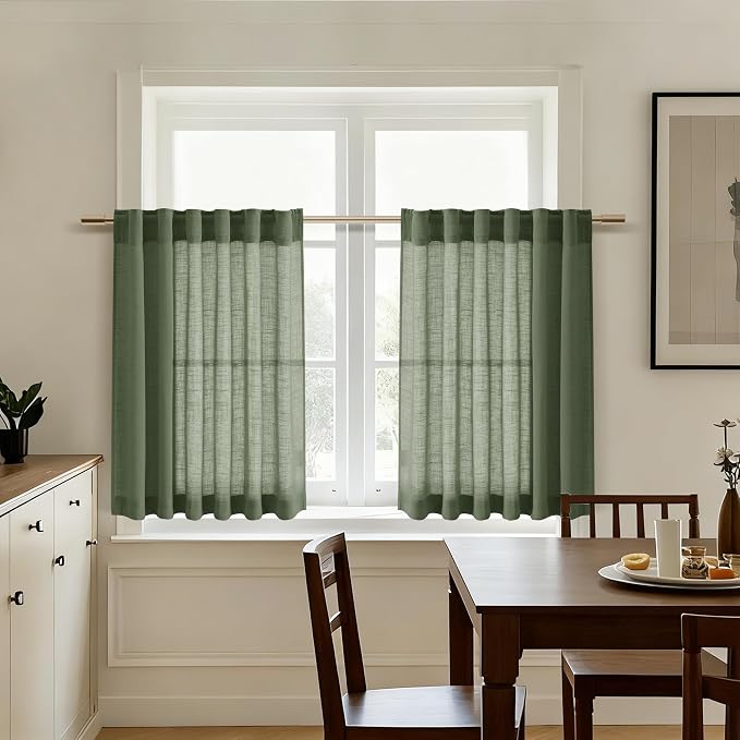 Linen Curtains 40 Inch Length 2 Panels - Image 5