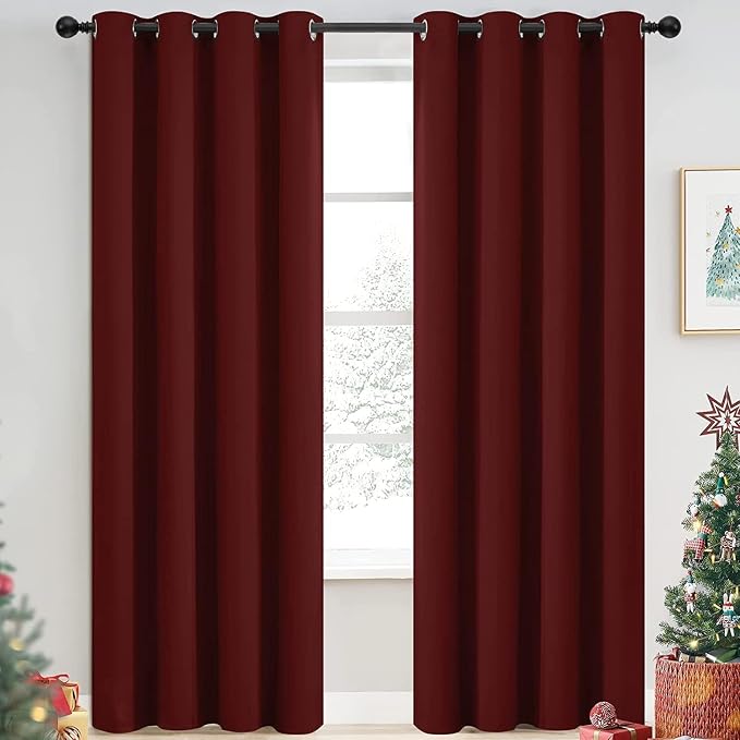 Yakamok Room Darkening Curtains 52x90 inch Length Burgundy Red-Living Room | 2 by Yakamok