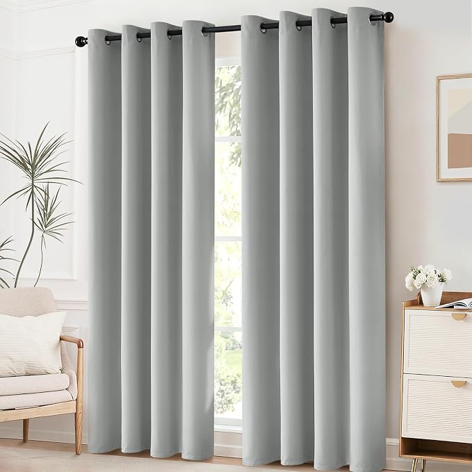 Yakamok Room Darkening Curtains 52x108 inch Length Light Grey-Living Room | 2 - Image 3