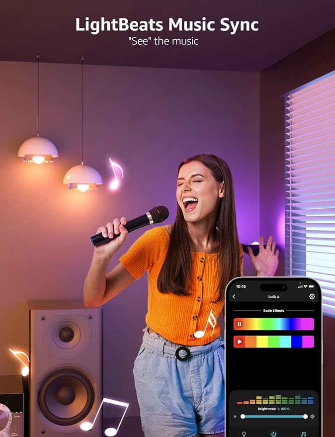 Lepro B1 AI Smart Light Bulbs - WiFi & Bluetooth RGBWW Color Changing LED Bulb Works with Alexa & Google Assistant, Personalized Al Lighting Designer, AI Voice Control, Music Sync, 2.4GHz Only, 2 Pack