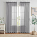 MIULEE Charcoal Grey Sheer Curtains 54 X 108 Inches, 2 Panels | Solid Color by MIULEE