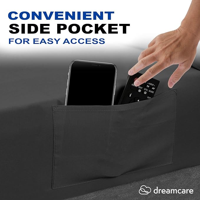 DREAMCARE King Size Sheets Set – 4 pcs Cooling Sheets – up to 21” Deep Pocket King Sheet Set – Hotel Luxury Sheets & Pillowcases – Superior Softness 100% Fine Microfiber with Side Pocket – Dark Gray