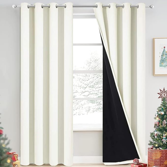 Yakamok Cream 100% Blackout Curtains 90 Inches Long by Yakamok