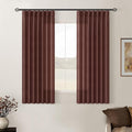 Chestnut Brown Pinch Pleated Linen Sheer Curtains 45 Inch Length 2 Panels | by Twodrapes