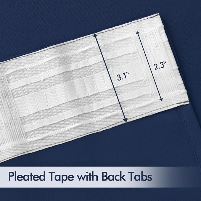 MIULEE Navy Blue Back Tab Blackout Curtains 52x72 Inches Long 2 Panels Set | - Image 4