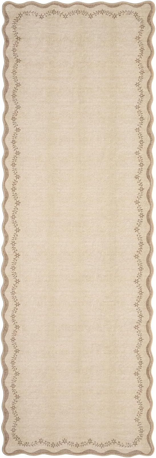 GarveeHome 2.5x10 Scalloped Washable Runner Rug Long Hallway Kitchen Rug | Soft - Image 8