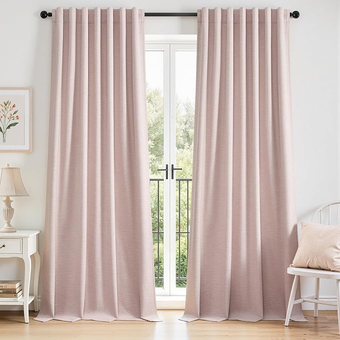 Topfinel Light Pink 105 Inch Curtains 2 Panels Set by Topfinel