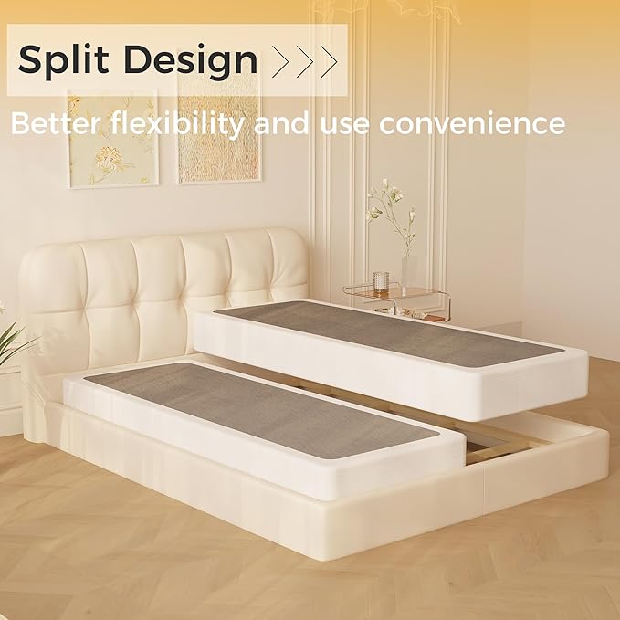 Split Full Box Spring 5 Inch, Easy Assembly Bed Foundation, Heavy Duty Low Profile Metal Box Spring for Full Bed with Fabric Cover, Noise Free