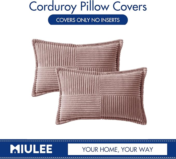 MIULEE Decorative Lumbar Throw Pillow Covers 12x20 Inch Blush Pink 2 Pack | - Image 6