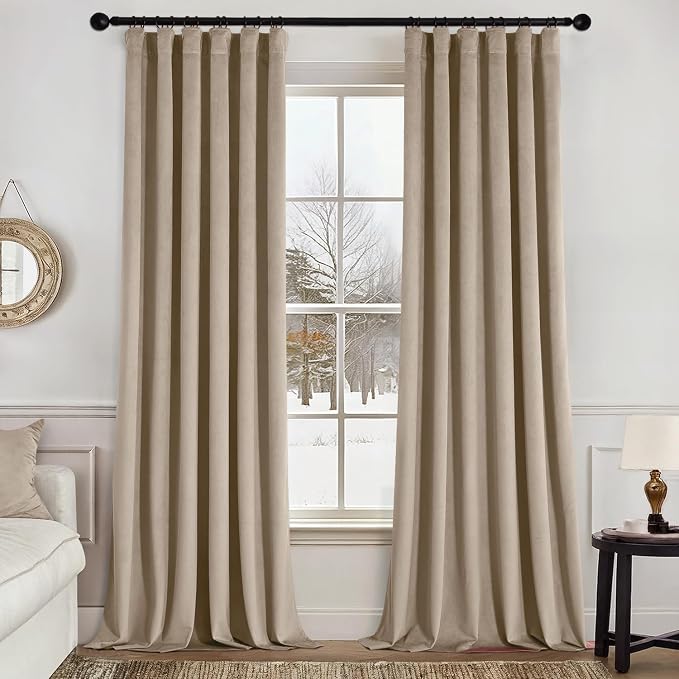 MIULEE Velvet Curtains 50W x 90L 2 Panels Camel Beige Blackout Curtains | by MIULEE