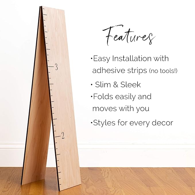 HEADWATERS STUDIO Wood Growth Chart for Wall - Growth Chart Wood Growth Chart for Kids Wooden Ruler Growth Chart Child Height Wall Chart Grow Chart for Wall Kids Wall Ruler Height Chart-Modern Natural