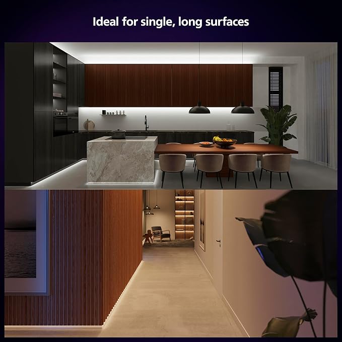 Philips Hue Indoor 10 Ft Smart RGBWW LED Solo Lightstrip Base Kit, Control with Hue App, LED Strip Lights Compatible with Alexa, Google Assistant and Apple HomeKit (Pack of 4)