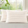 decorUhome Fall Faux Fur Throw Pillow Covers 12x20 Set of 2 Cream White | by decorUhome