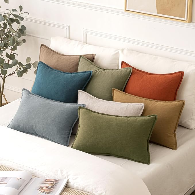 MIULEE Decorative Linen Euro Sham Pillow Covers 26x26 Burnt Orange | Boho - Image 4