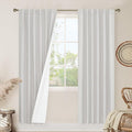 Light Grey 100% Blackout Linen Curtains 80 Inch by LAMIT