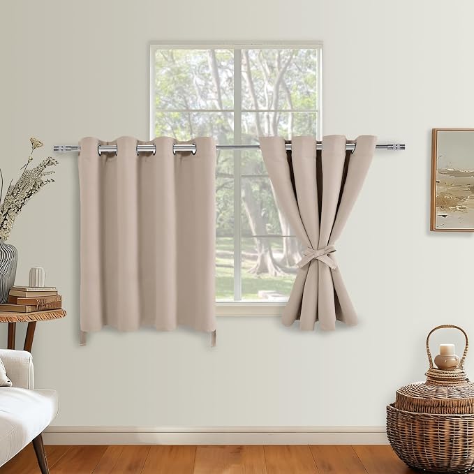RV Blackout Curtains for Bedroom 52 x 30 Inches Long Camel 2 Panels | Thermal - Image 2