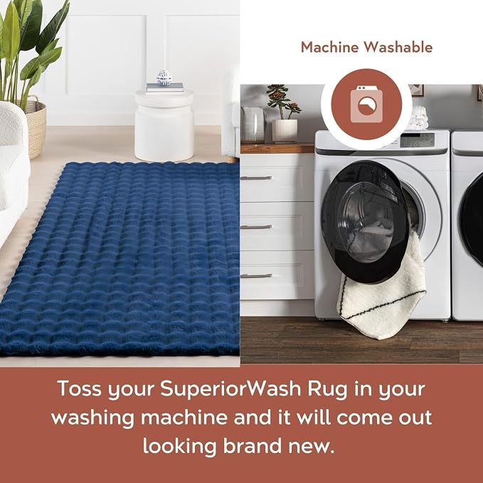 nuLOOM Jeni Navy Checkered Washable Runner Rug - Image 2