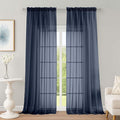 Extra Long Navy Blue Sheer Curtains 96 Inches Long 2 Panels Set, Soft by OWENIE