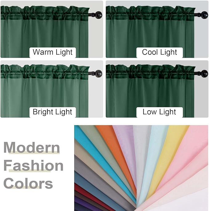 Hunter Green Sheer Curtain for Bedroom Living Room 78 Inches Long 2 Panels Set - Image 7
