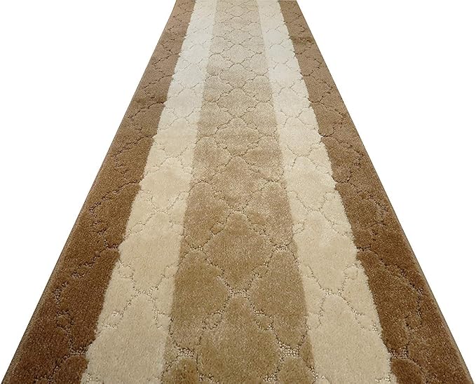 Custom Length Hallway Runner Rug, Slip Resistant, Trellis Beige, 26 Inch X 4 - Image 6