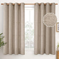 YoungsTex Oatmeal Linen Curtains 45 Inch Length, Burlap Semi Sheer Drapes by YoungsTex