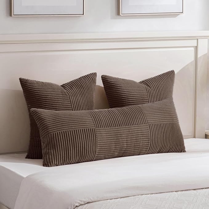 Fancy Homi 2 Packs Dark Brown Euro Decorative Throw Pillow Covers 28x28 Inch - Image 5