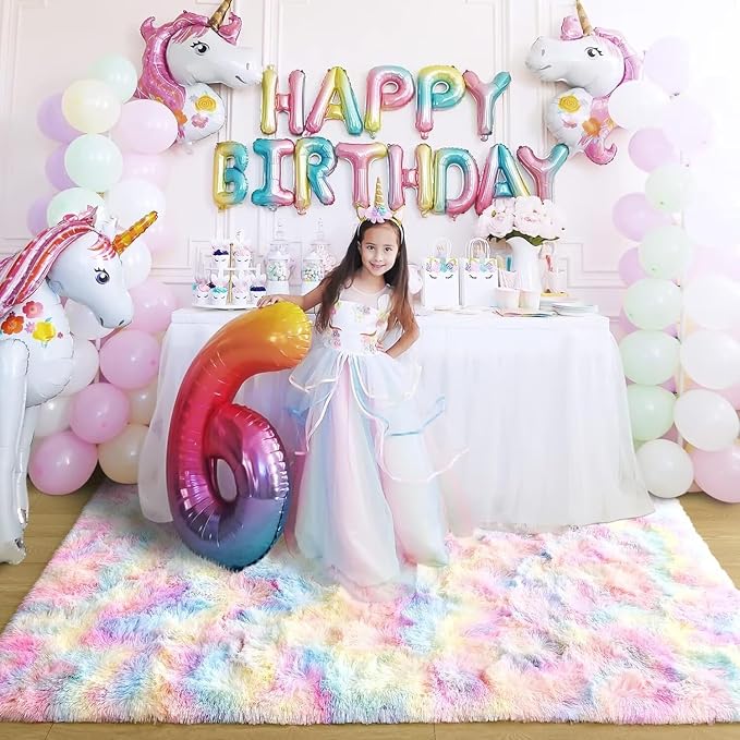 5x7 Rainbow Fluffy Soft Area Rug Non-Slip - Image 6