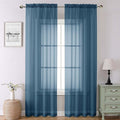 Dusty Blue Sheer Curtains 90 Inches Long 2 Panels, Light Filtering Breathable by Lecloud