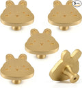 5 Pack Solid Brass Cartoon Rabbit Cabinet knob, Children's Dressing Table, Desk, Bookshelf, Drawer, Wardrobe, Gold Single Hole Handle
