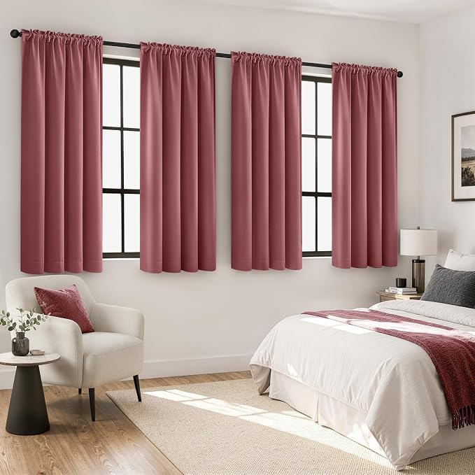 MIULEE Dusty Rose Blackout Curtains 4 Panels Set 72 Inch Length Bedroom | by MIULEE