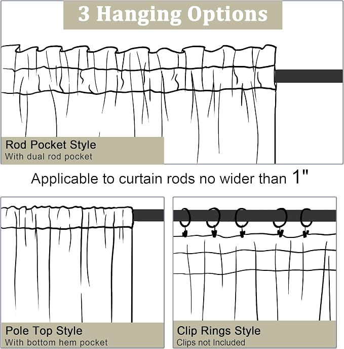 Gold Sheer Curtain 96 Inch Long 2 Panels Set, Light Filtering Clear Rod Pocket - Image 6