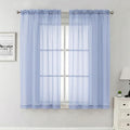 Denim Blue Sheer Curtains 63 Inch Length 2 Panels, Light Filtering Voile by Lecloud