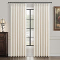 Cream Thick Linen 80 Inches Length Semi Sheer Curtains 2 Panels Set by PleatedDrapes