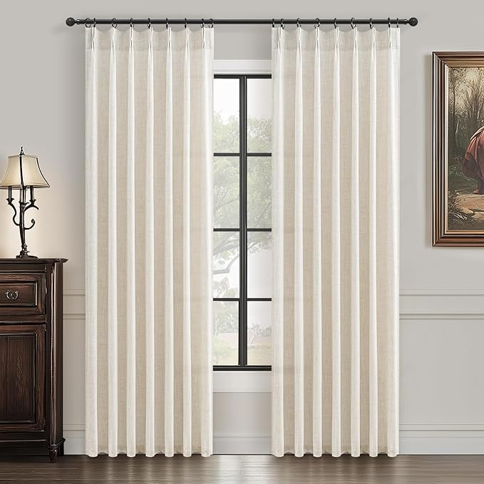 Custom Pinch Pleated 78 Inch Dining Room Curtains 2 Panels Set, Farmhouse Cream by PleatedDrapes