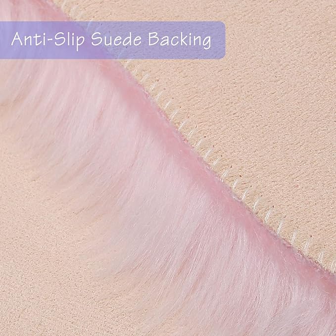 duduta Pink Faux Sheepskin Runner Rugs 2x6 ft, Fluffy Fur Couch Covers | Shag - Image 3