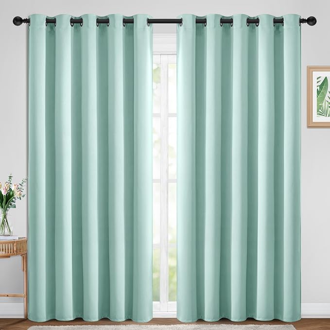 Yakamok Room Darkening Curtains 70x84 inch Length Aqua-Living Room | 2 panels by Yakamok