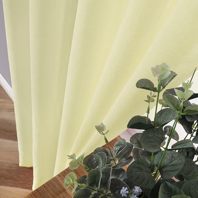 Tollpiz Sheer Curtains Bedroom Linen Textured Curtain Sheers Light Filtering - Image 3
