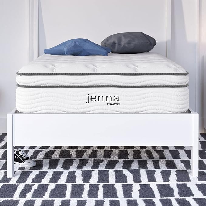 Modway Jenna 10” Innerspring and Memory Foam Twin XL Mattress With Individually Encased Coils, White